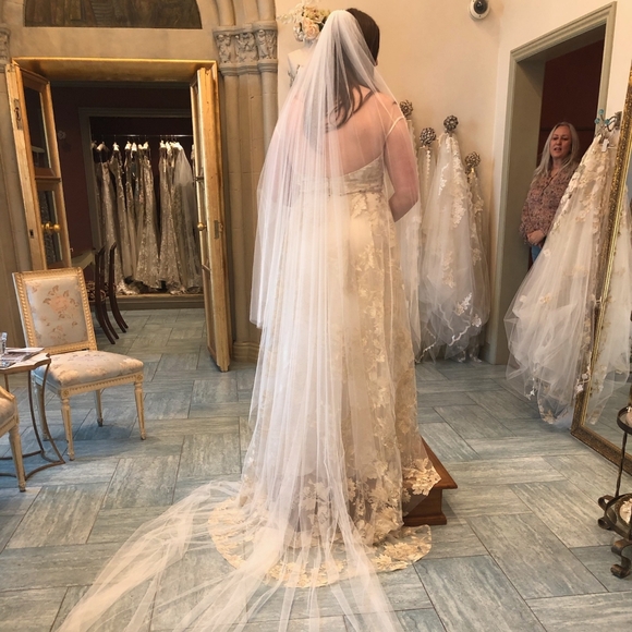 Ivory Soft English Tulle Cathedral Length Wedding Veil